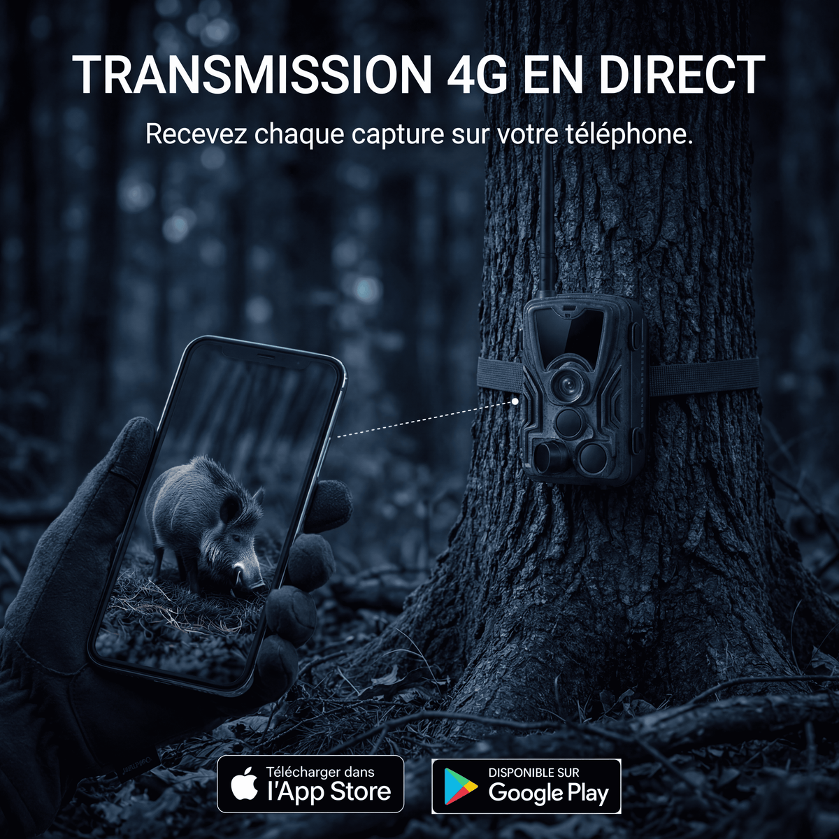 Caméra de chasse 4G 4K avec écran — vue 2 — Woodcam