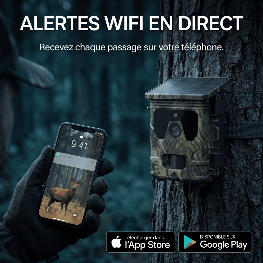 Caméra de chasse Solaire WiFi 4K — vue 2 — Woodcam