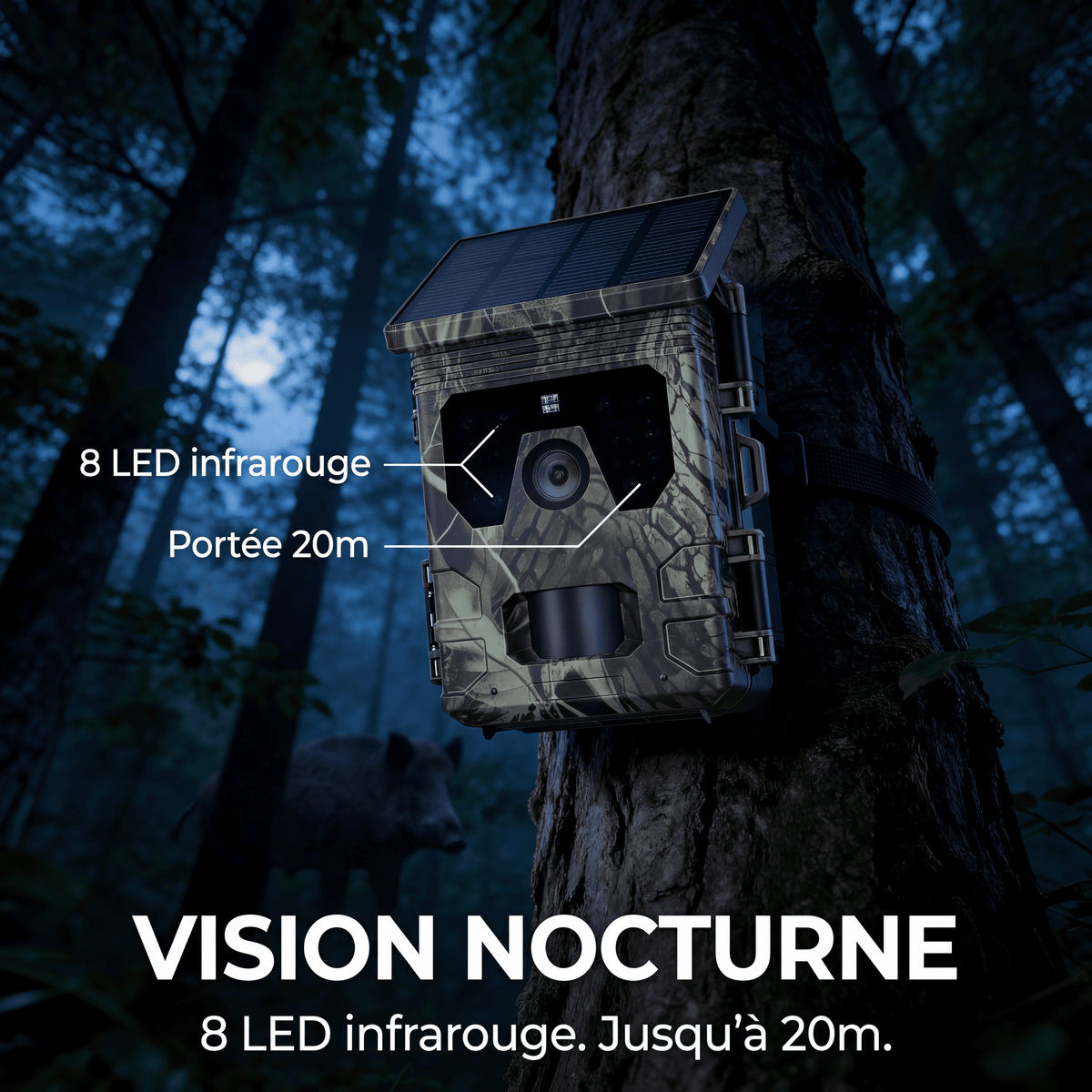 Caméra de chasse Solaire WiFi 4K — vue 5 — Woodcam
