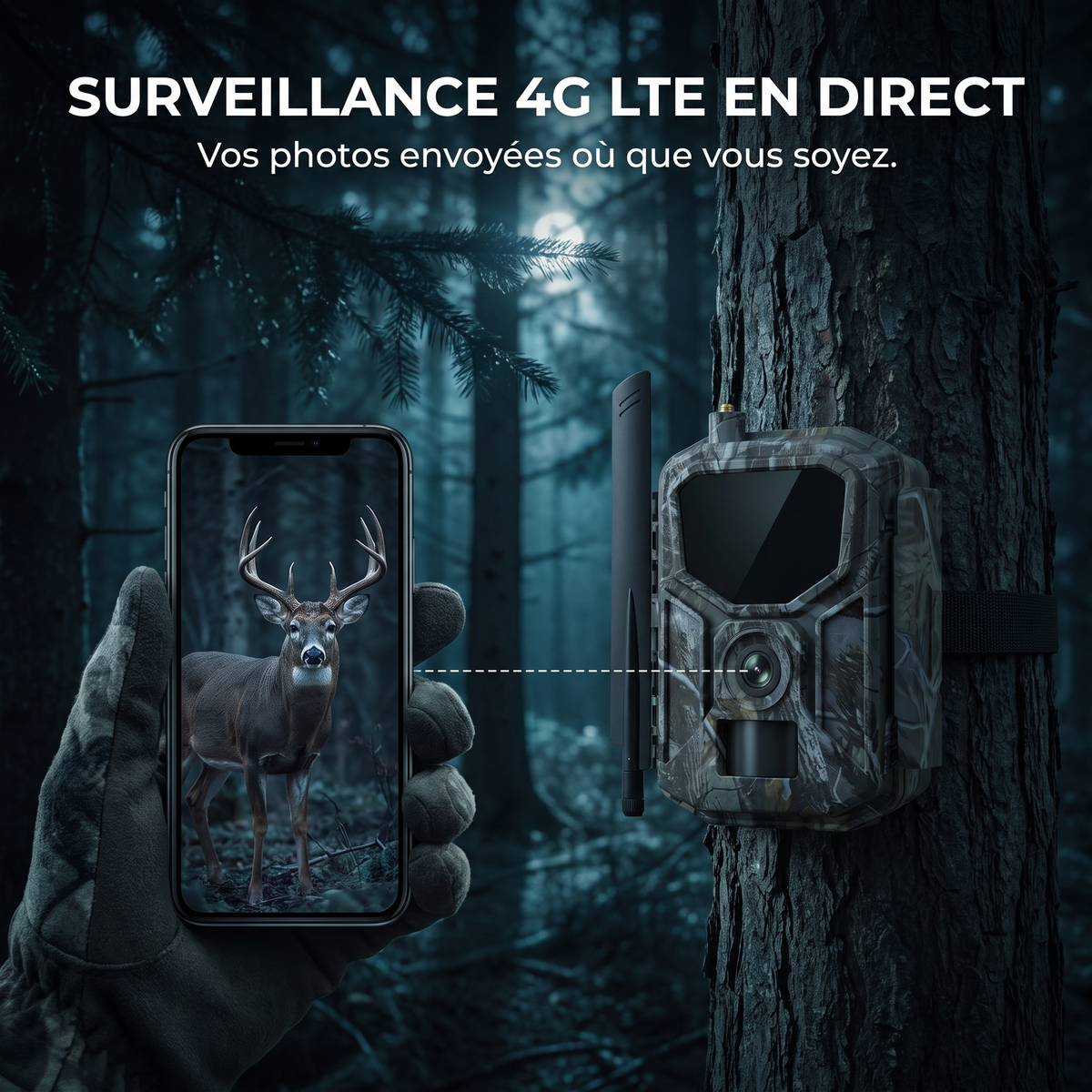 Caméra de chasse Cellulaire 4G LTE — surveillance 4G LTE en direct — Woodcam