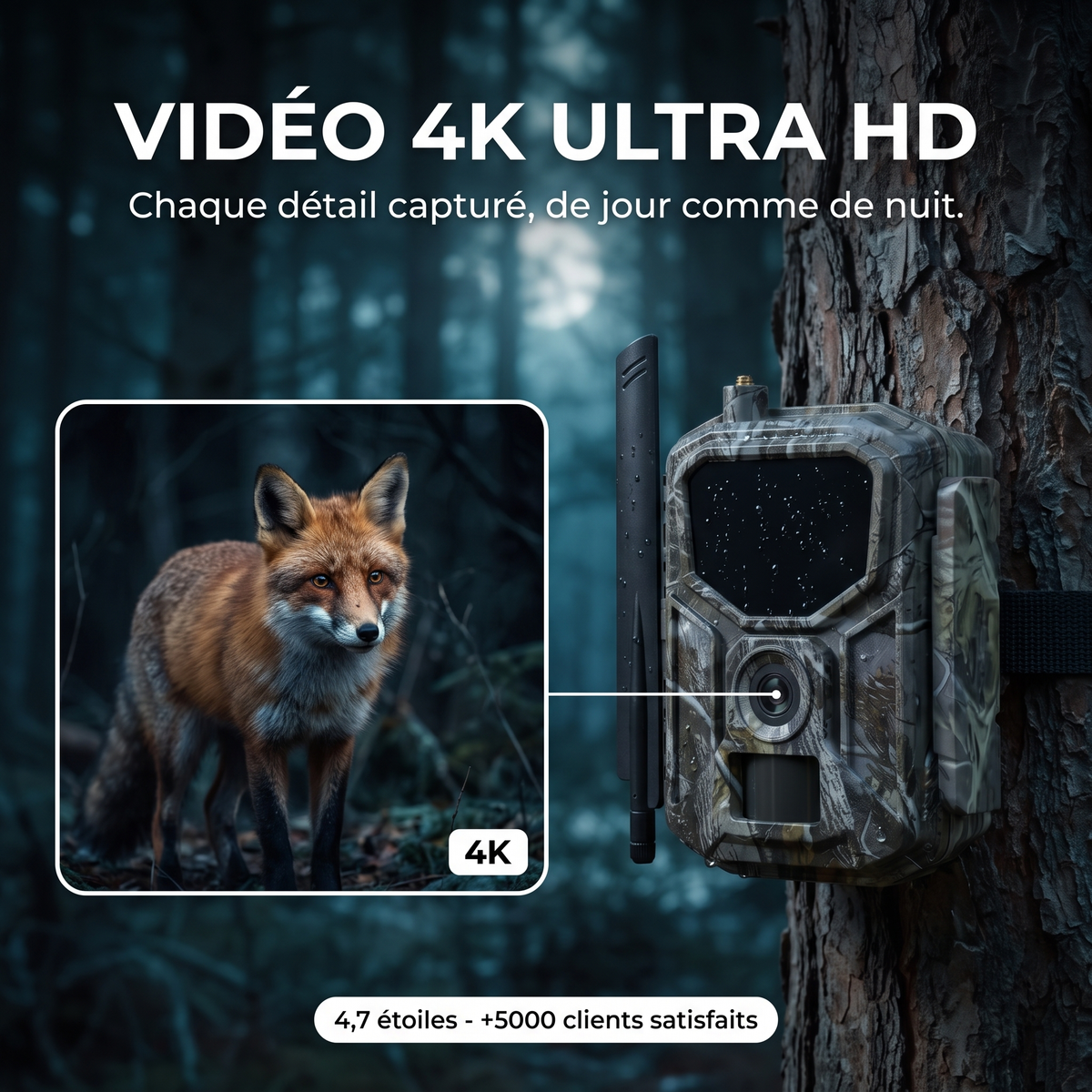 Caméra de chasse Cellulaire 4G LTE — vidéo 4K Ultra HD — Woodcam