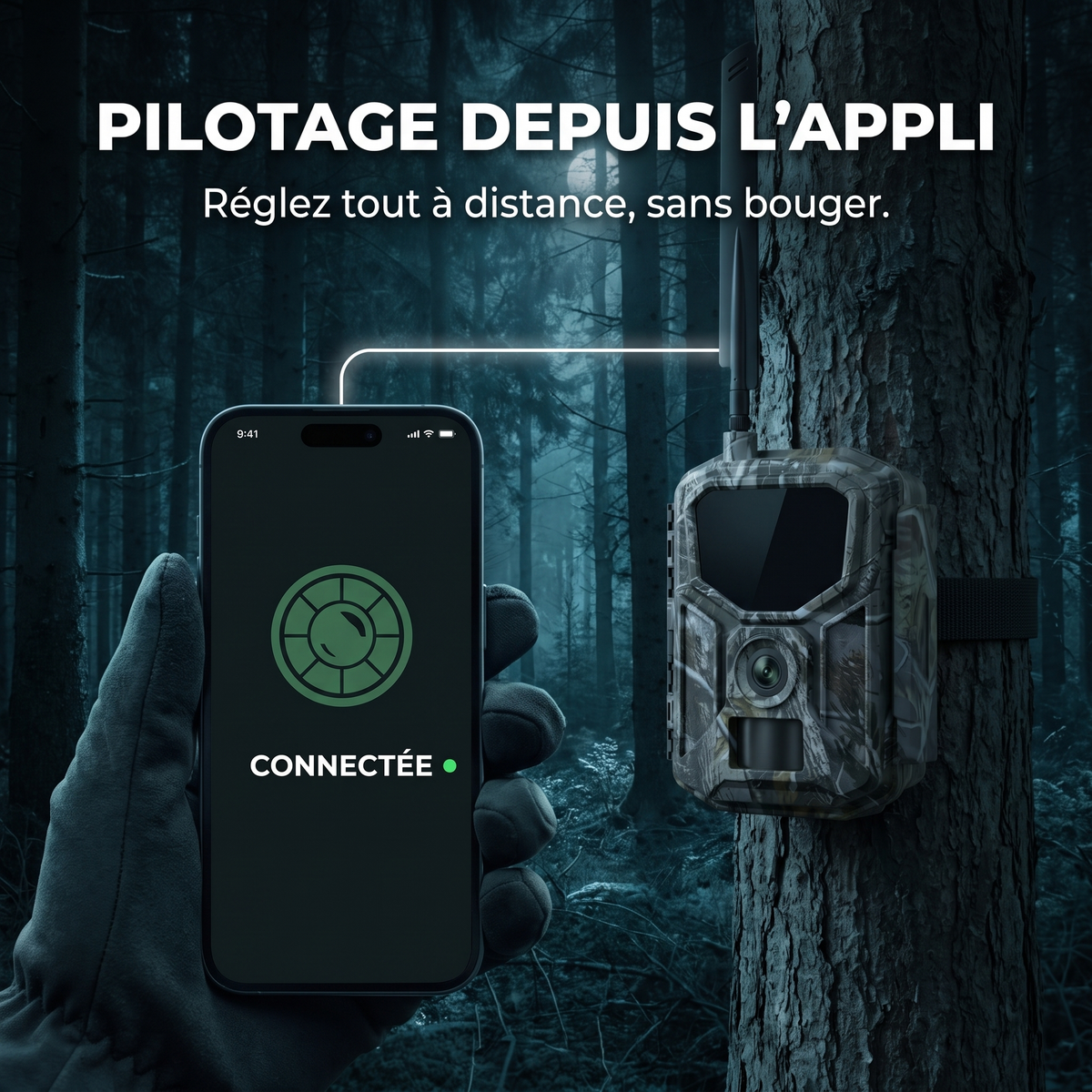 Caméra de chasse Cellulaire 4G LTE — pilotage depuis l'application — Woodcam