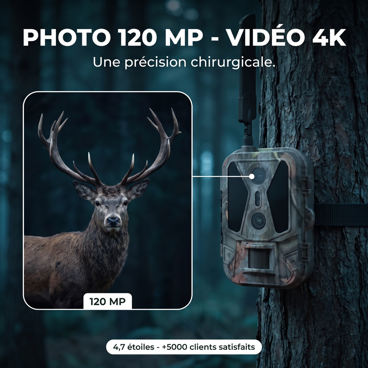 Caméra de chasse 4G 120MP Double Objectif — photo 120 MP vidéo 4K — Woodcam