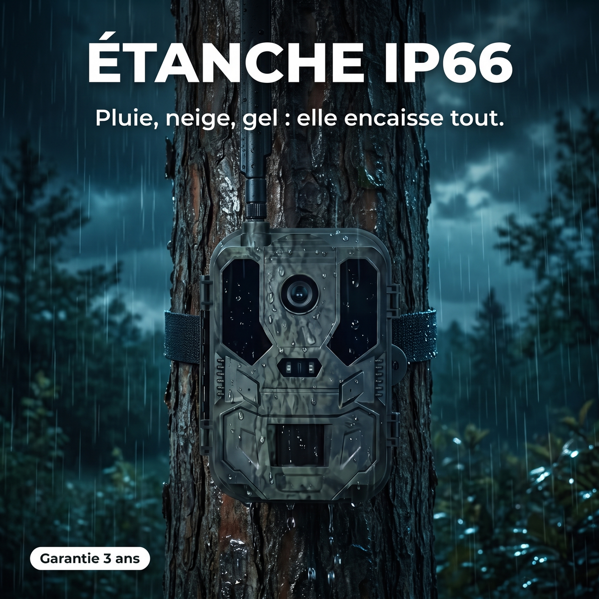 Caméra de chasse 8K Solaire WiFi — étanche IP66 — Woodcam